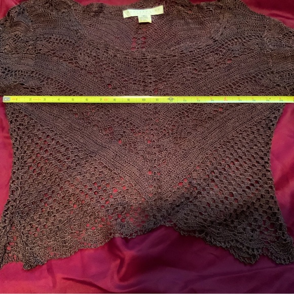 BETTE PAIGE chocolate brown Crochet Top size PL - Picture 6 of 9